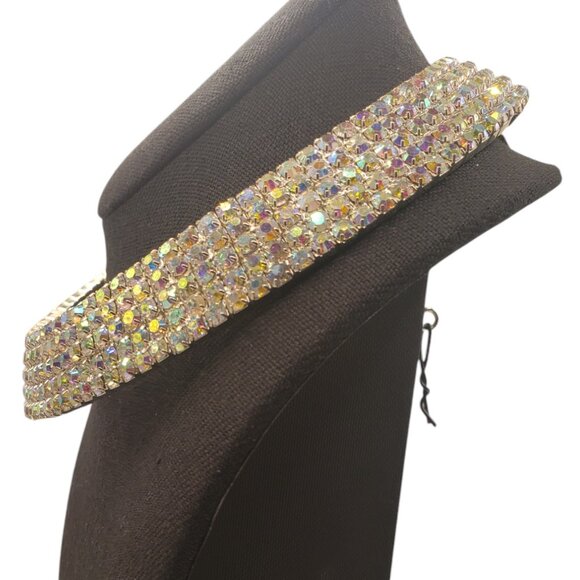 Vintage 5 Row Aurora Borealis Choker - Picture 7 of 12